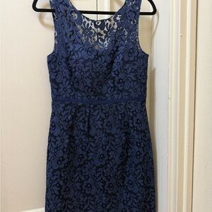 Jenny Yoo Midnight Blue Lace Midi Dress